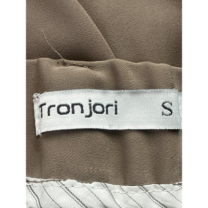 Tronjori Women's Beige Pleated High Rise Palazzo Wide Leg Trousers Dress Pants S