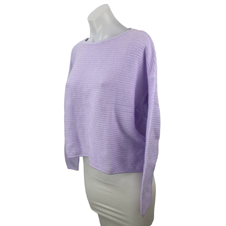 NEW Banana Republic Women's Purple Ribbed Boat Neck Long Sleeve Sweater Top Sz M