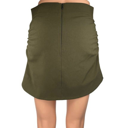 Zara Women's Green Side Ruched High Waisted Stretch Mini Pencil Skirt Size M