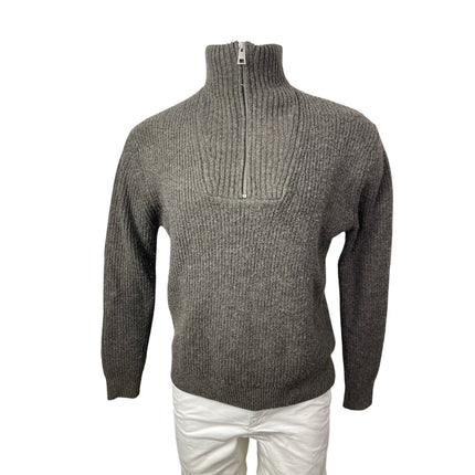 Zara Men's Gray Ribbed Knit Wool Turtleneck Long Sleeve Sweater Top Size M