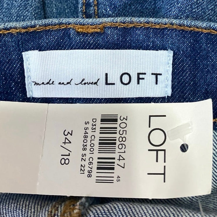 NEW Ann Taylor Loft Women's Blue Skinny Straight High Waist Denim Jeans Pants 34