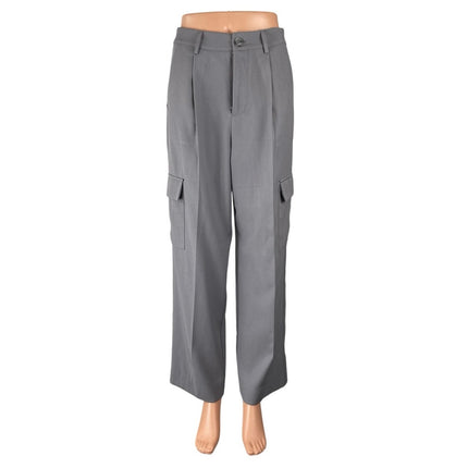 L.A. Hearts Women's Gray High Rise Wide Leg Pleated Cargo Trousers Pants Size XS