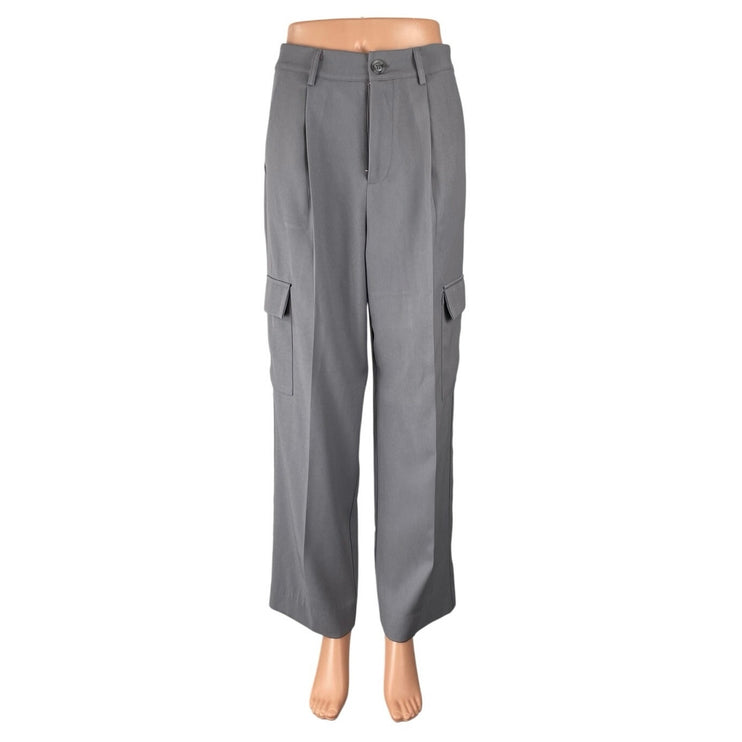 L.A. Hearts Women's Gray High Rise Wide Leg Pleated Cargo Trousers Pants Size XS