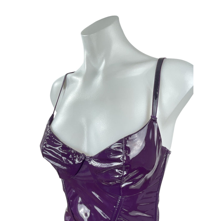 Savage x Fenty Purple Latex Bustier Corset Adjustable Sleeveless Crop Top Size S