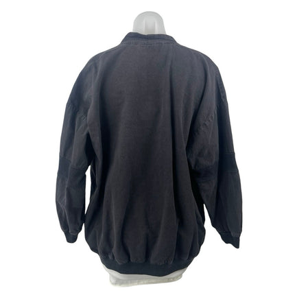 Blair Sport Women's Black Corduroy Patchworks Button Cardigan Sweater Top Size L