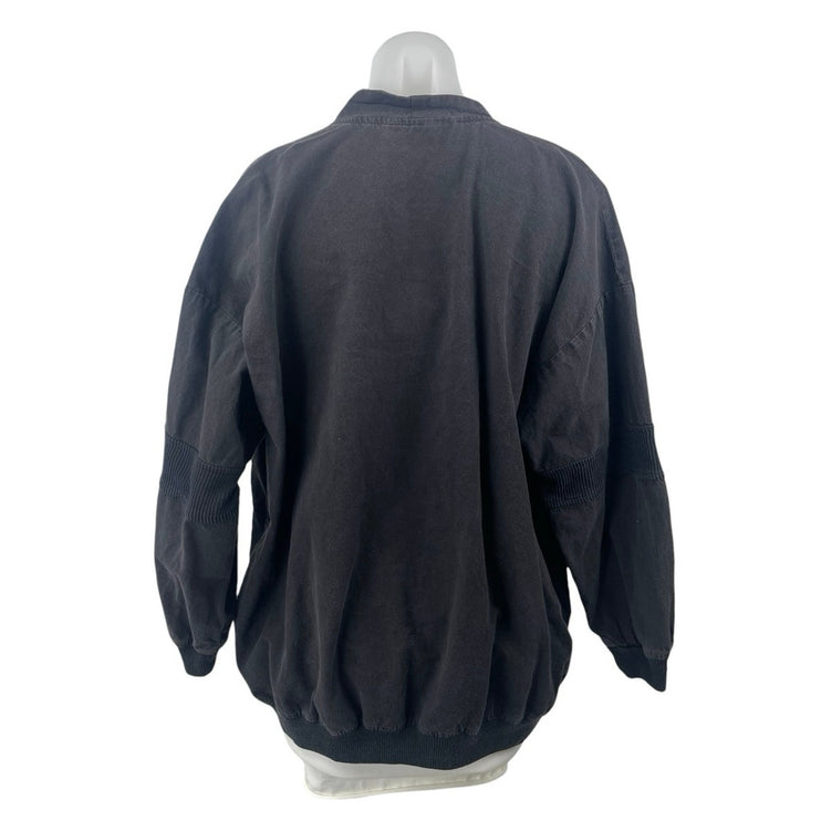 Blair Sport Women's Black Corduroy Patchworks Button Cardigan Sweater Top Size L