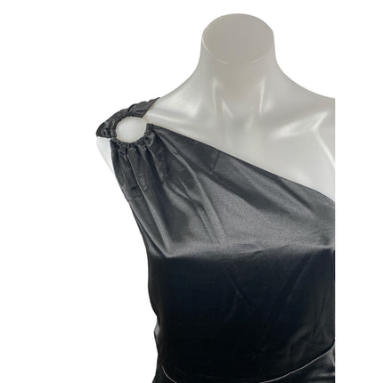 NEW French Connection Adaline One Shoulder Silk Satin Slit Midi Sheath Dress XL