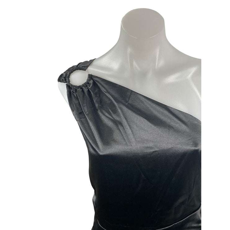 NEW French Connection Adaline One Shoulder Silk Satin Slit Midi Sheath Dress XL