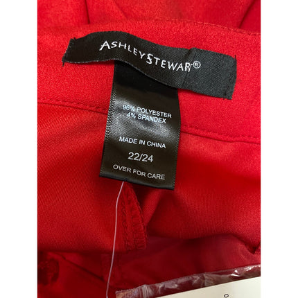NEW Ashley Stewart Women's Red High Rise Wide Leg Sailor Trousers Pants Sz 22/24