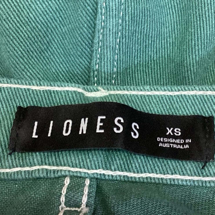 Lioness Miami Vice Green Wide Leg High Rise Baggy Oversized Cargo Denim Jeans XS