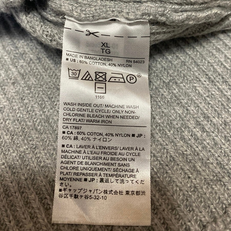 Banana Republic Women's Gray Rib Knit Mock Neck Long Sleeve Sweater Top Size XL