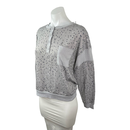 Splendid Gray Polka Dot Henley Knit Long Sleeve Pajama Sleepwear Top Size S