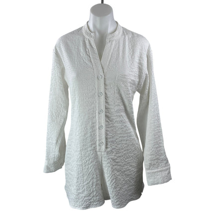 Onia Women's White Long Sleeve Button Down Pocket Gauze Romper Shorts Size XS