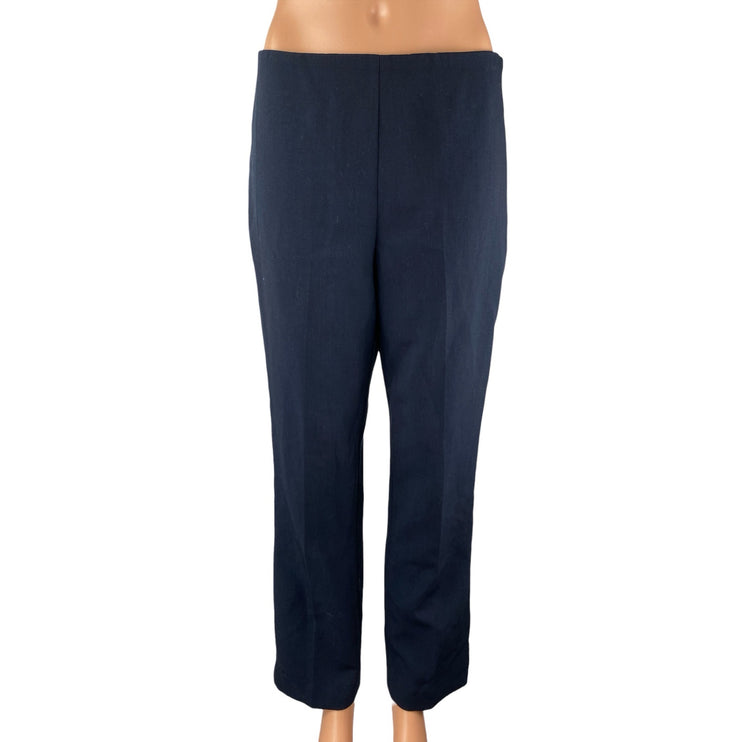 Mango MNG Women's Navy Blue High Rise Straight Leg Trouser Office Dress Pants M