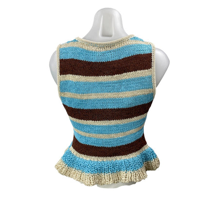 NEW Zara Women's Multicolor Sleeveless Knit Crochet Ruffles Peplum Tank Top Sz M