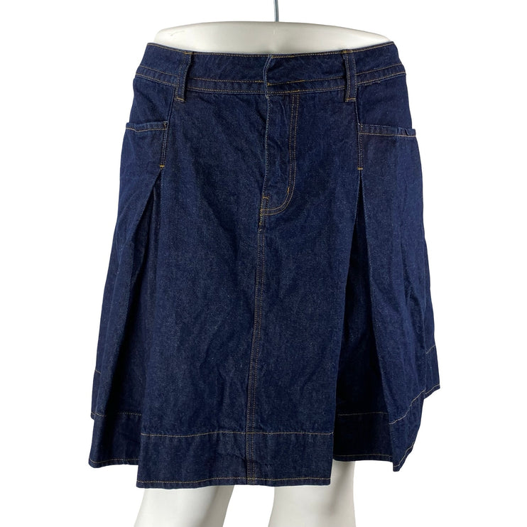 Urban Outfitters BDG Bookworm High Rise Pleated Mini Flare A-Line Denim Skirt L