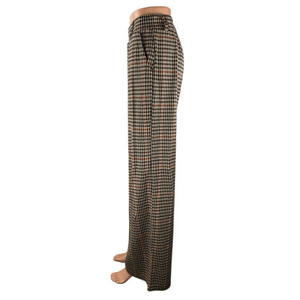 BBJ Los Angeles Plaid Check High Rise Palazzo Wide Leg Trousers Dress Pants Sz S