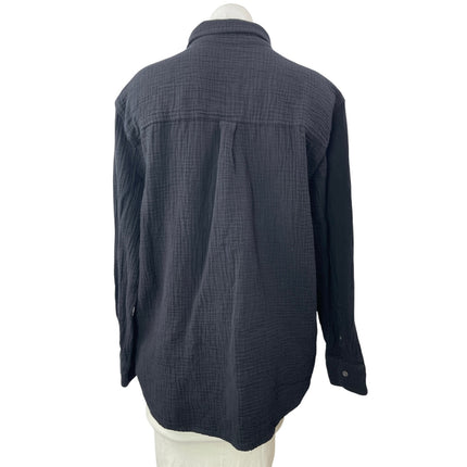 Aritzia Wilfred Free Womens Blue Gray Collar Long Sleeve Button Down Shirt Top M