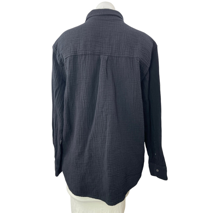 Aritzia Wilfred Free Womens Blue Gray Collar Long Sleeve Button Down Shirt Top M