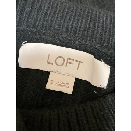 Ann Taylor LOFT Black Cable Knit Long Sleeve Button Down Cardigan Sweater Top S