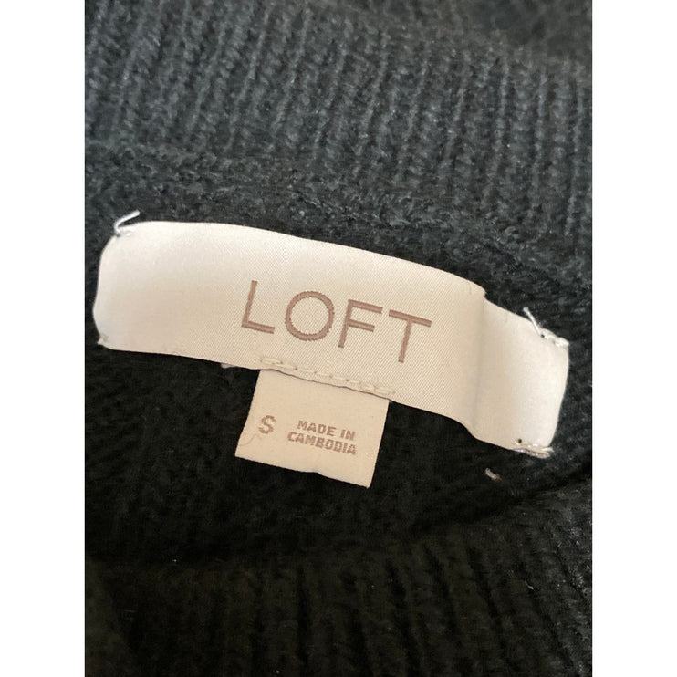 Ann Taylor LOFT Black Cable Knit Long Sleeve Button Down Cardigan Sweater Top S