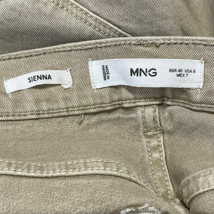MNG Mango Sienna Olive Green High Rise Flared Bootcut Denim Jeans Pants Size 8