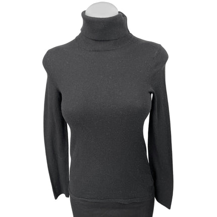 Aritzia Babaton Black Wool Linen Knit Long Sleeve Turtleneck Sweater Top Size S
