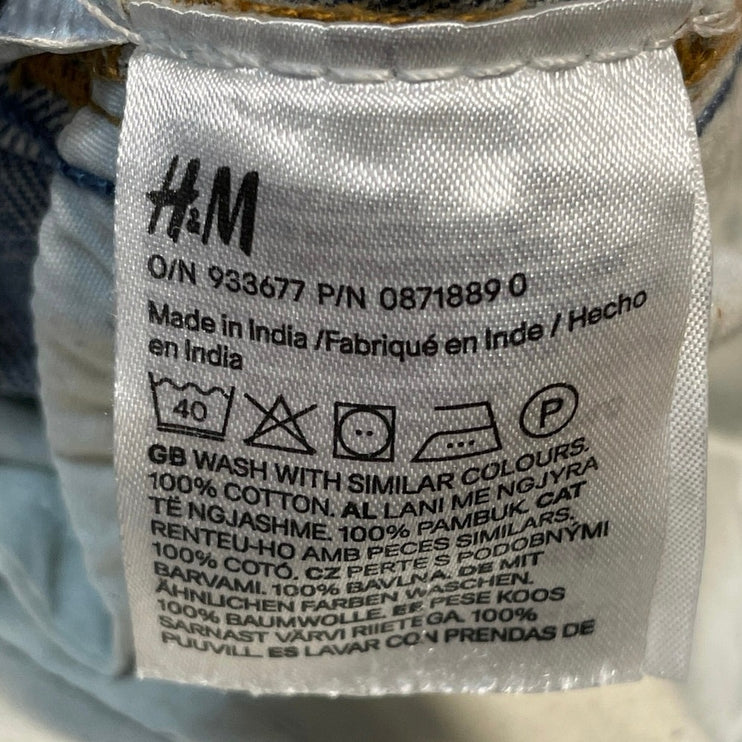 H&M Women's Blue Medium Wash High Waisted Wide Leg Baggy Denim Jeans Size 8
