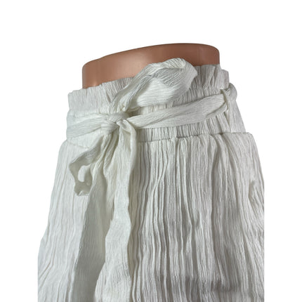 Lulus Womens White Shirred Ruffled Tie Waist High Rise Mini A-Line Skort Skirt L