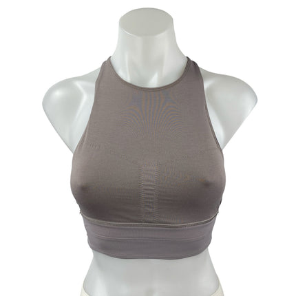 Lululemon Energy High-Neck Longline Gray Yoga Athletic Sports Bra Crop Top Sz 4