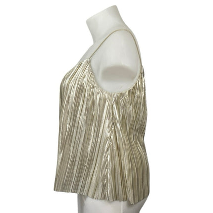4SI3NNA Women's Gold Metallic Pleated Sleeveless Cami Camisole Crop tank Top XL