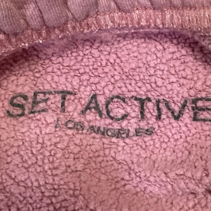 Set Active Pink Fleece Sherpa Lined Pull On High Waisted Sweat Shorts Size S