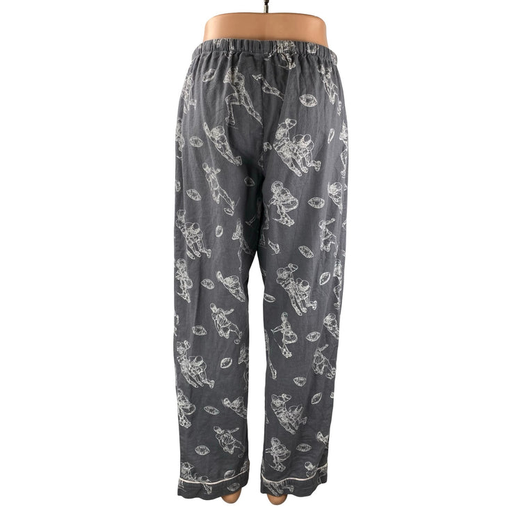 P.J. Salvage Game Day Gray Football Graphic Flannel Sleepwear Pajama Pants Sz S