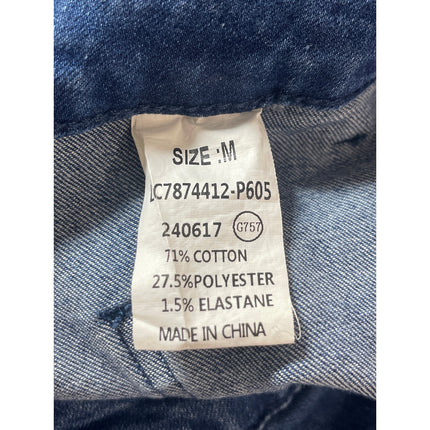 Luvamia Women's Blue High Waisted Cropped Flared Wide Leg Denim Jeans Pants Sz M