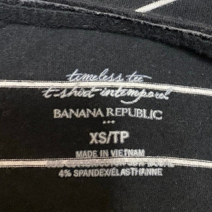 Banana Republic Women's Black Striped Crewneck Long Sleeve Tee T-shirt Top Sz XS