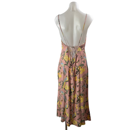 Reformation Chianti Pink Conga Tropical Floral Cami Sleeveless Midi Slip Dress M