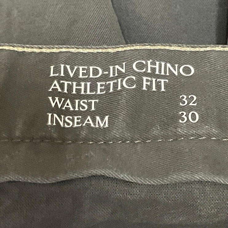 Banana Republic Lived In Chino Men Black Athletic Fit Straight Trousers Pants 32