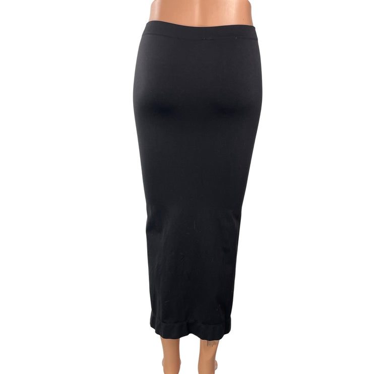 Commando Women's Black High Waisted Fitted Knit Maxi Straight Pencil Skirt Sz S