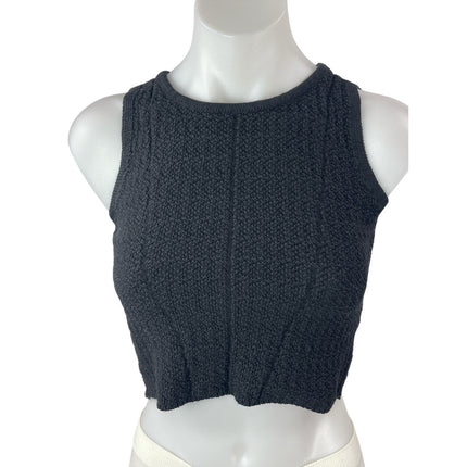 Oak + Fort Women's Black Knit Crew Neck Sleeveless Crop Sweater Tank Top Size M