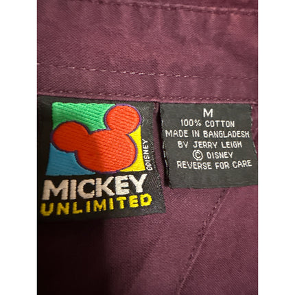 Mickey Unlimited Purple Embroidered Mickey Minnie Pluto Button Down Shirt Top M