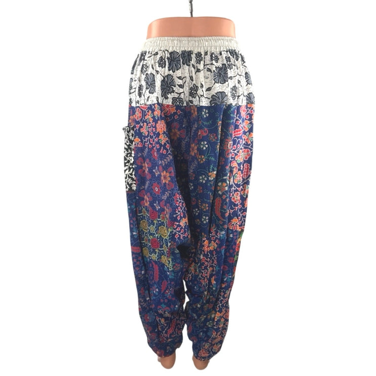 Unidiva Women's Multicolor Floral Patchwork Yoga Hippie Boho Harem Pants Size S