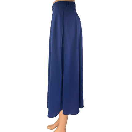 Uniqlo Women's Blue High Waisted Flared Pleated A Line Drape Midi Skirt Size 4