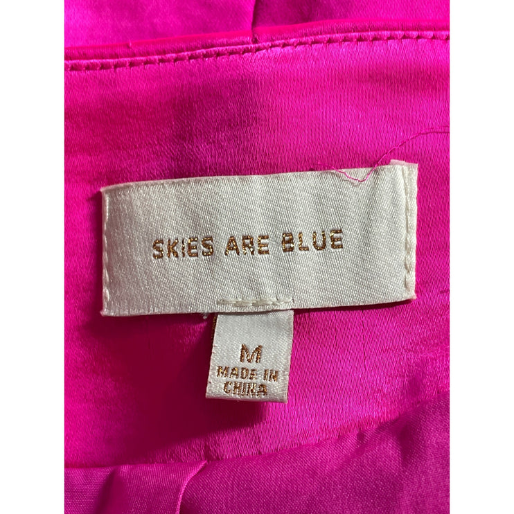 Skies are Blue Pink Silk Satin Double Breasted Long Sleeve Blazer Mini Dress M
