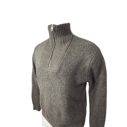 Zara Men's Gray Ribbed Knit Wool Turtleneck Long Sleeve Sweater Top Size M