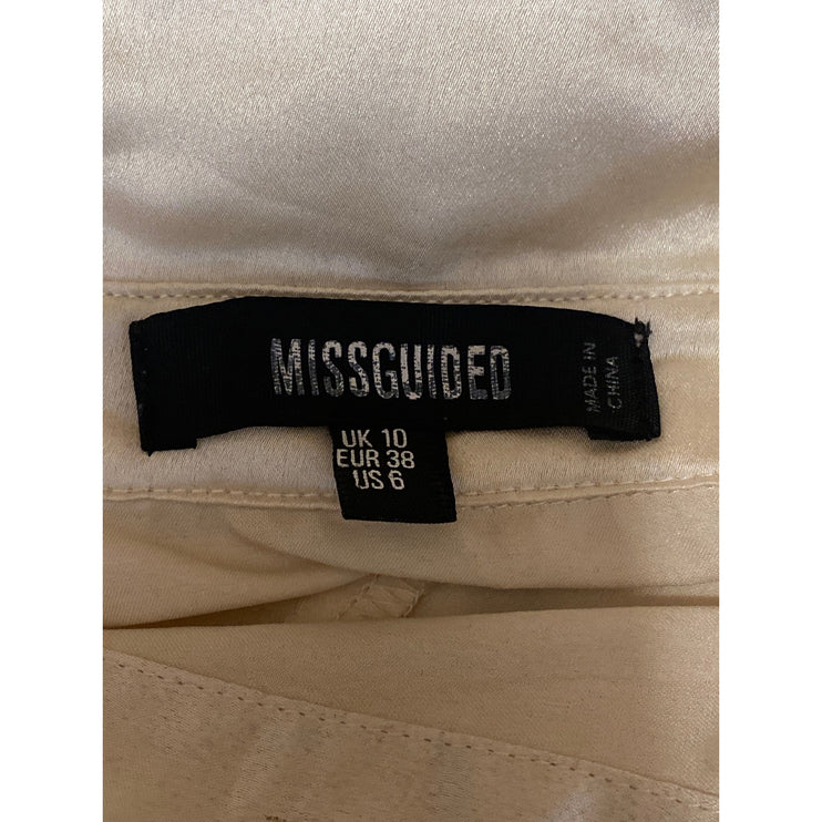 Missguided Women's Cream Silk Satin Long Sleeve Loose Button Down Shirt Top 6