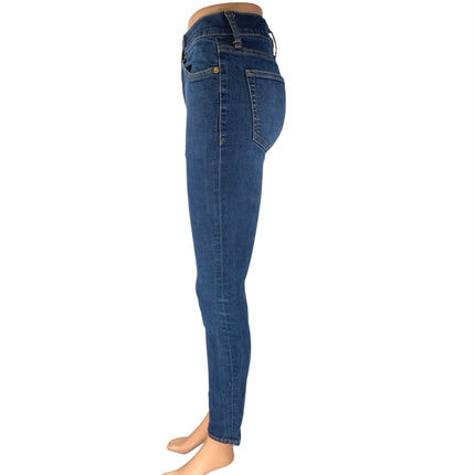 &Denim Women's Blue High Waisted Medium Wash Skinny Denim Jeans Size 29/30