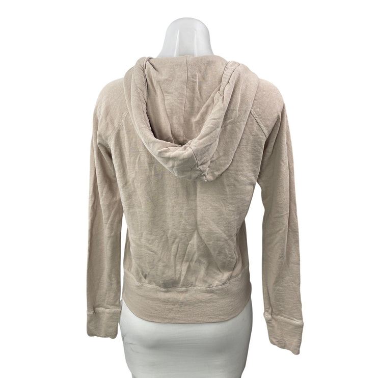 James Perse French Terry Brown Long Sleeve Zip Crop Hoodie Sweatshirt Jacket 1