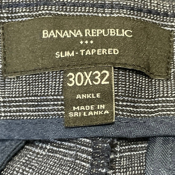 Banana Republic Men's Navy Blue Slim Tapered Leg Trousers Ankle Pants Size 30x32