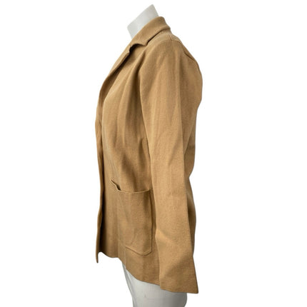 Ann Taylor Brown Tan Two Button Collared Long Sleeve Knit Blazer Coat Jacket XXS