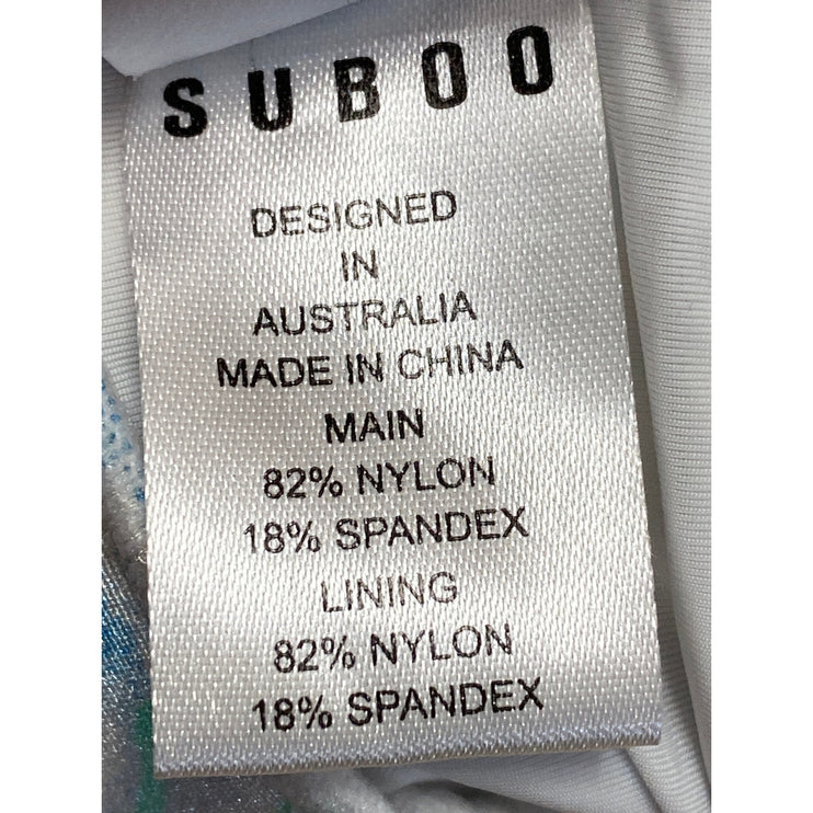 NEW Suboo Blue Marble Print Two Piece Crossback Bikini Swimsuit Swimwear Size OS